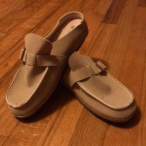 Faux Suede Taupe Mules